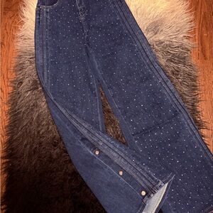 Women's Blue Studded Jeans